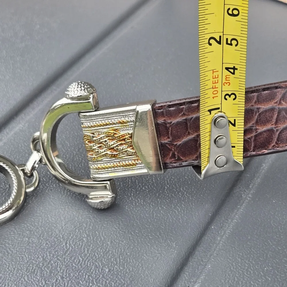 Lake Shore Drive Leather Belt Sz XL Equestrian Silver Tone